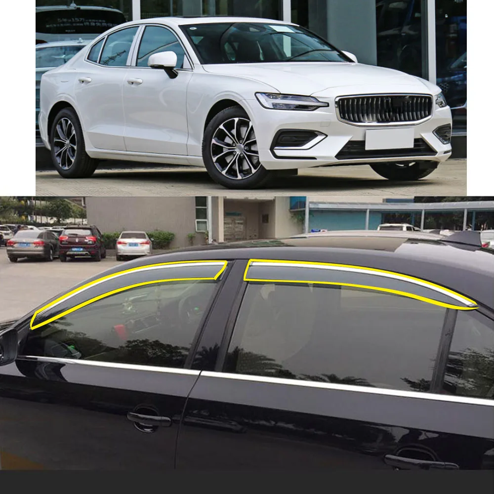 

Car Body Styling Sticker Plastic Window Glass Wind Visor Rain/Sun Guard Vent Parts For VOLVO S60 2020 2021 2022