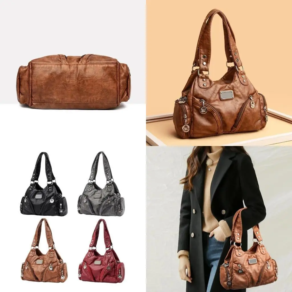 

Women Crossbody Bag Retro Shoulder Bag PU Leather Handbag Fashion Commuting Bag