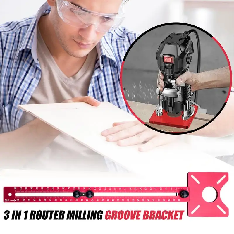 Alumínio Router Table Insert Plate, Milling Groove Bracke, 3 em 1 Router Tool, adequado para várias funções