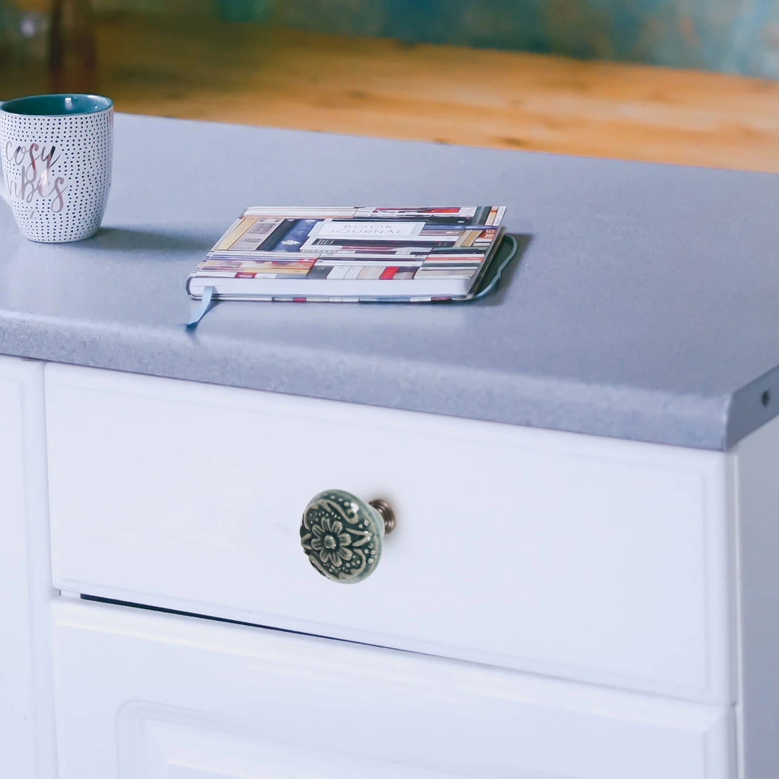 

8 Pcs Ceramic Cabinet Door Handles Pulls Dresser Knobs Color Retro Pattern Wood Kitchen Furniture Hardware