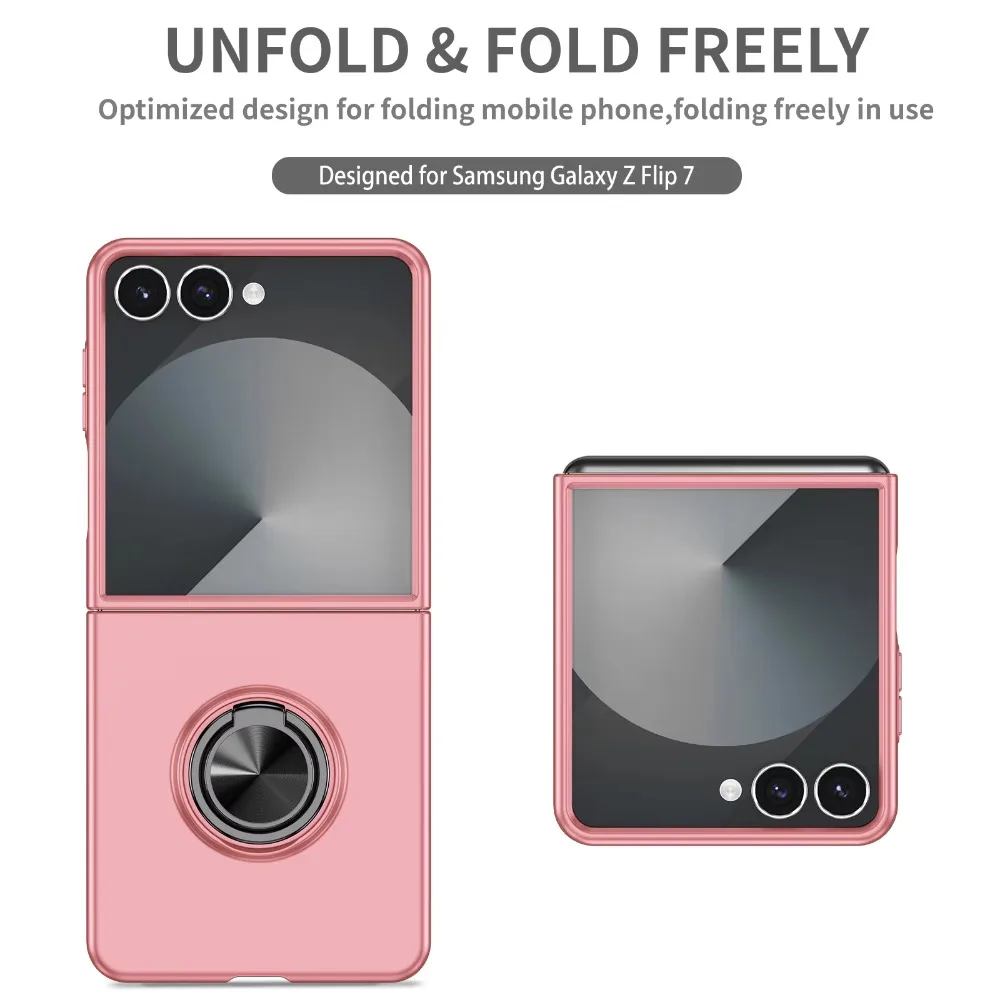Fashion Protective Case For Samsung Z Flip 8 7 FE 6 5 Invisible Metal Plate Magnetic Car Mount Rotating Stand Anti-scratch Cover - view 2
