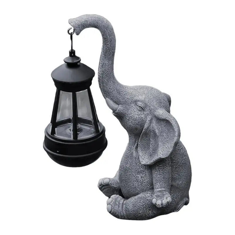 

Elephant Statue For Garden Decor Elephant Outdoor Statues With LED Solar Lights Light-Sensing Lawn Decorations Garden Sculptures