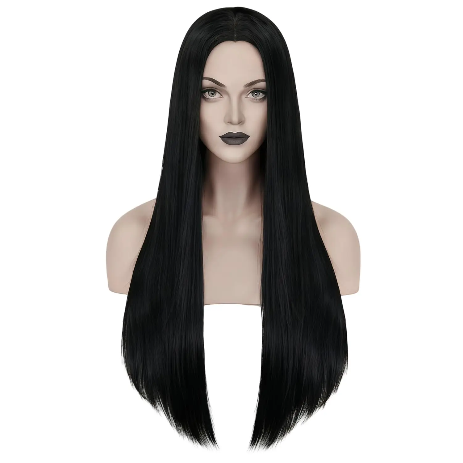 

Synthetic wigs Long Black Wig for Morticia Addams Costume, Cher Costume Halloween Wig for 70s Party Witch Costume Wig for Women