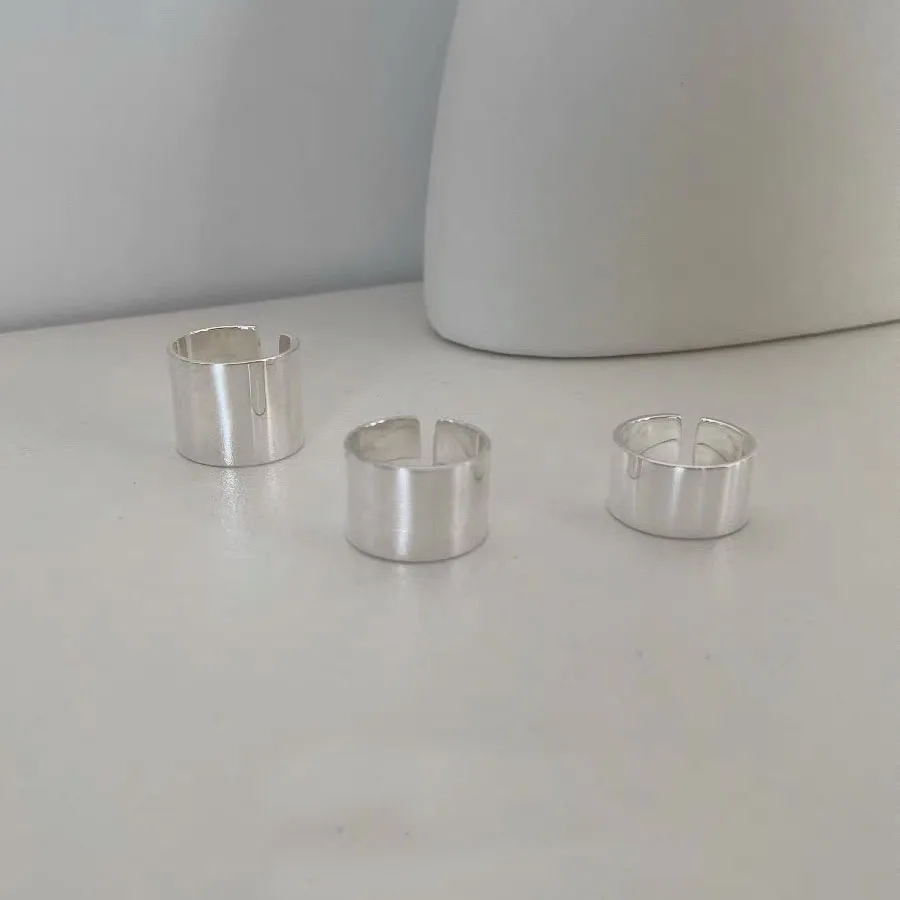 BF CLUB 925 Sterling Silver Rings For Women Girl Female Open Minimalist Retro Wide Ring Creative Anillos Bague Fine Jewelry