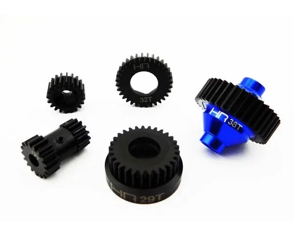 Hot Racing SJT1000XF06 Hardened Steel Two-Speed Gear Set w/ Blue Alum Diff Caps Rep Nylon for TRA Jato 2.5/3.3