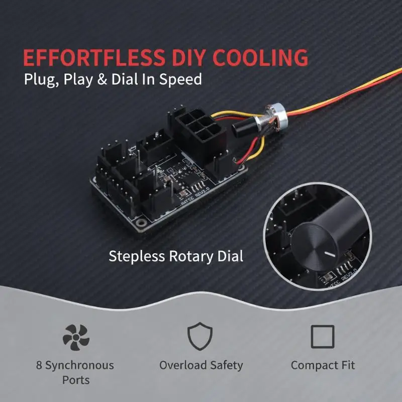 Fireproof Material 12V 8-Channel PWM Fan Speed Controller Computer Miner Fan Hub for Mining Rig PC Cooling System