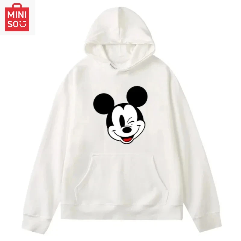 

MINISO No-lanyard Disney Mickey Mouse Clothing Men's Hoodie Autumn Comfortable Popular Pullover Pattern Cute Men's Sweatshirt
