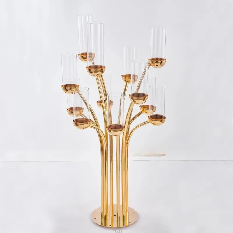 Elegant Metal Candlestick Holder for Wedding Centerpiece Table Decoration Party Event Hall Decor Hotel Supplies Road Guide