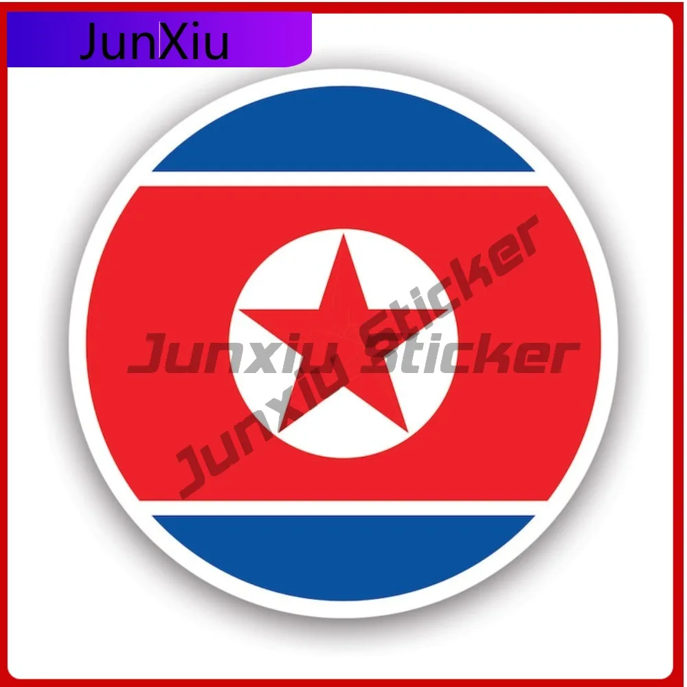 

Round North Korean Flag Sticker Uv Protected Decals State Flag Patriotic Car Sticker Vinyl Decal Die Cut Sun Protection