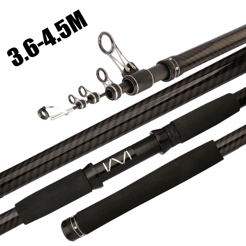 

3.6M-4.5M Telescopic Fishing Rod Carbon Portable Spinning Fishing Pole for Boat Saltwater Freshwater Surfcasting Baitcasting R