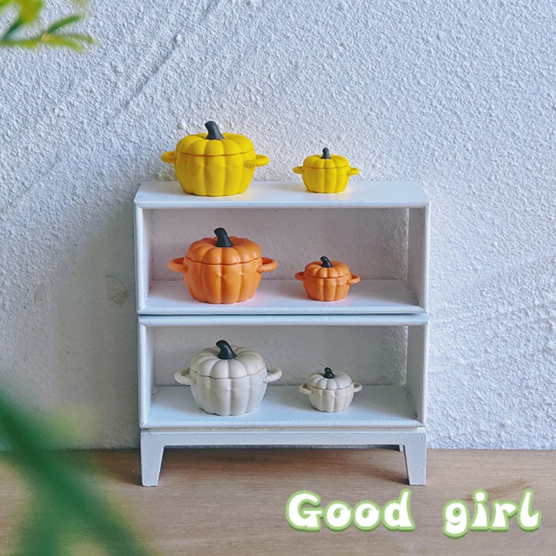 Olla de sopa en miniatura para casa de muñecas, Mini olla de calabaza, modelo de juguete, utensilio de cocina, artículos de cocina para decoración de casa de muñecas, juguetes para juego de imitación para niños
