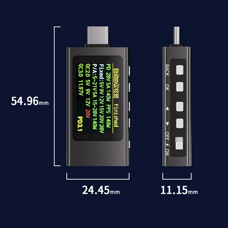 KWS-X1 Power Meter Type-C Tester Multifungsi Tampilan Digital Tegangan DC Ammeter Power Meter untuk Alat Listrik