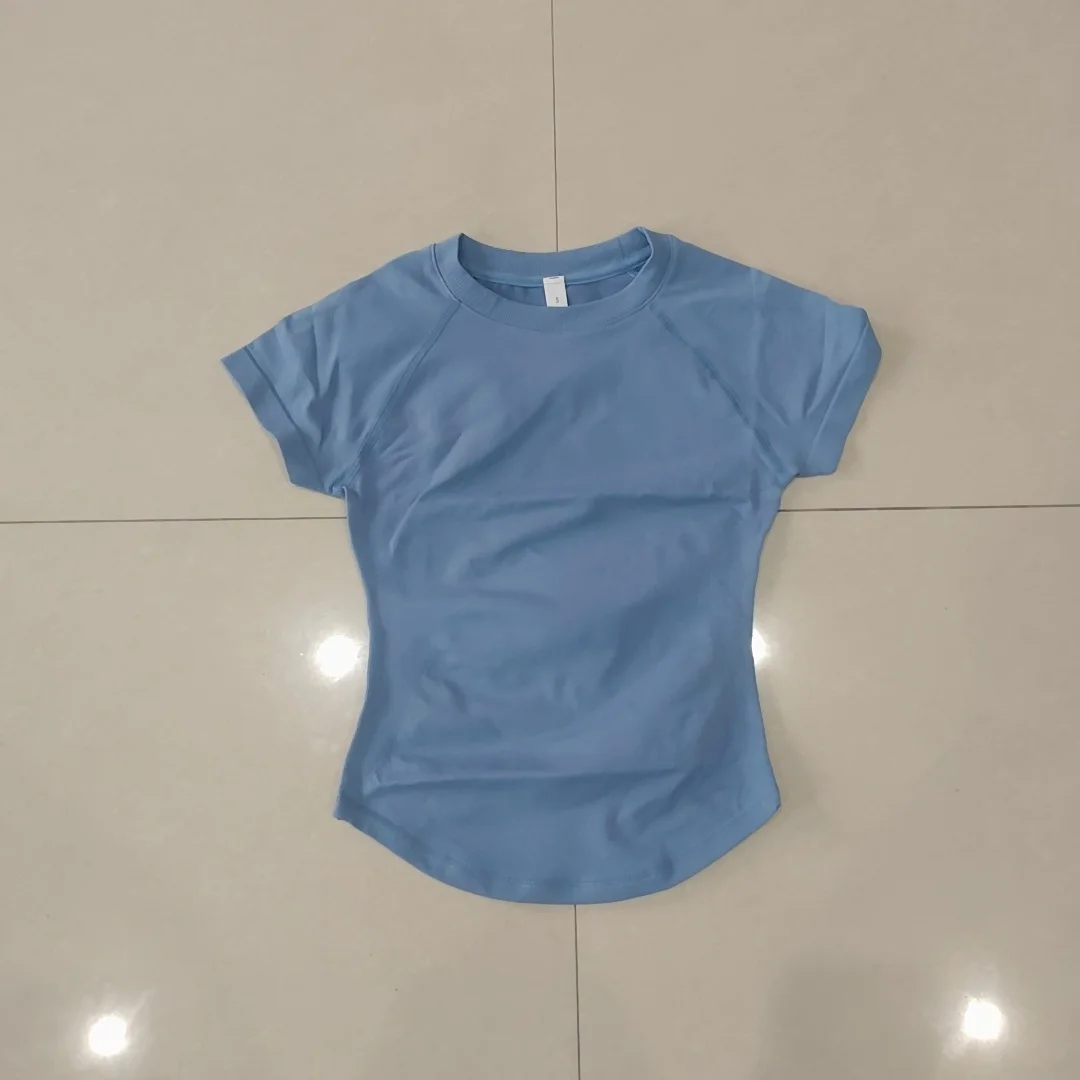 Denfy L0 Sports T-Shirt Round Neck Short Sleeve Breathable Stretchy Tops Gym Fitness Yoga Running Workout Casual Athletic Shirts