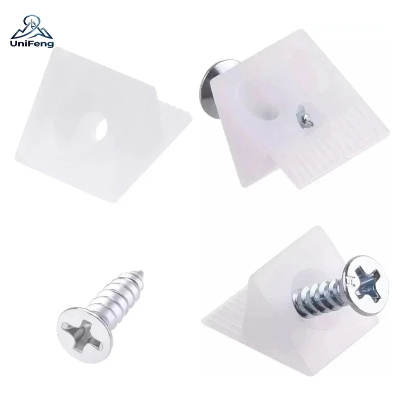 20/40/60/80pcs Drawer Wedges With Screws For Bottom Support Plastic Repair Cabinets Bookshelves Angle Code Bracket Fastener