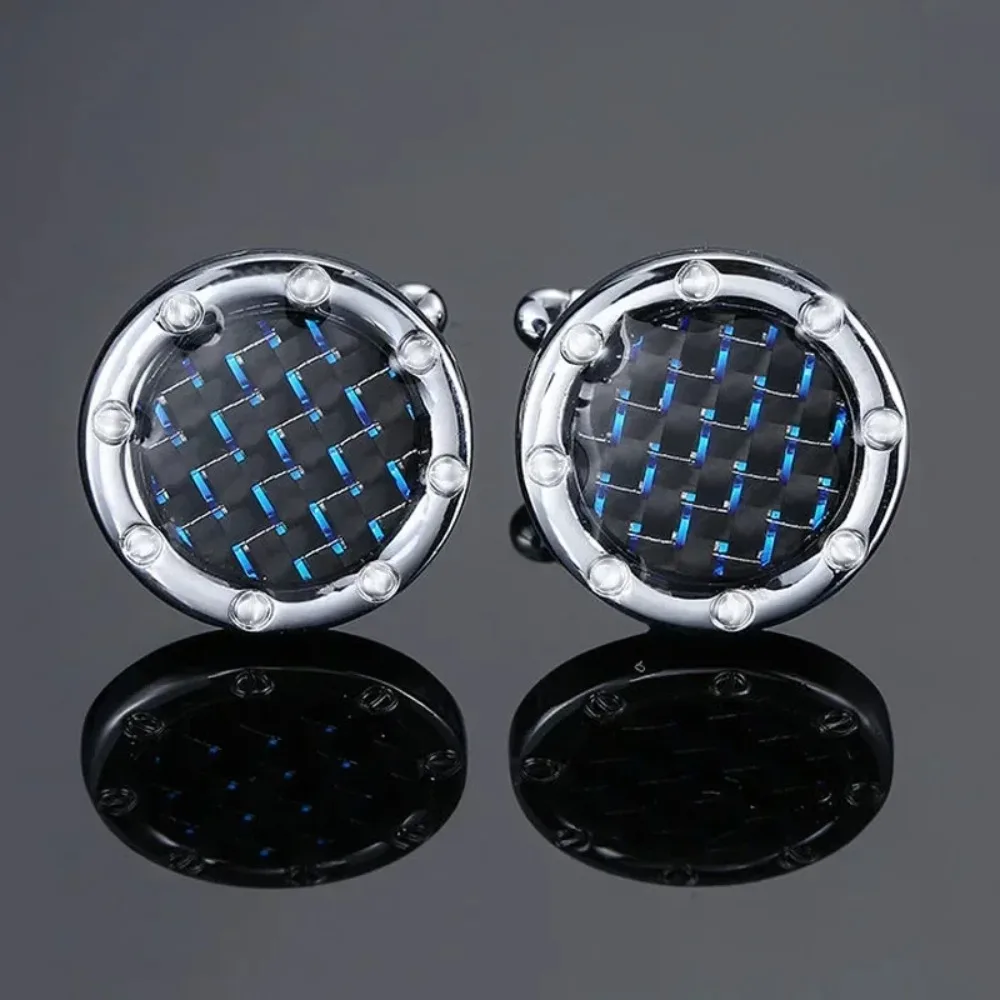 Simple Laser Glossy Copper Metal Cufflinks for Men\'s Fashion French Cuffs Buttons Women\'s Travel Party Dress Accessories Gifts