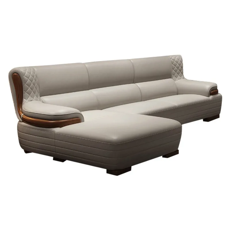 

leather sofa Italian first-layer cowhide Italian minimalist small apartment modern living room corner princess combination