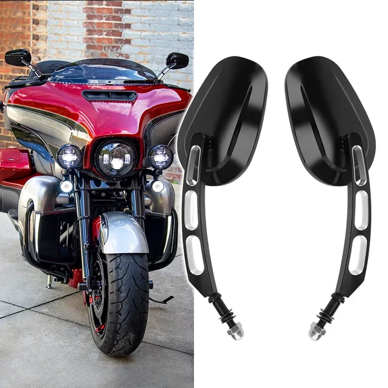 

1 Pair Motorcycle 8MM Rearview Mirror Side Mirrors Adjustable For Harley Touring Road King Glide Sportster 883 1200 Dyna Softail