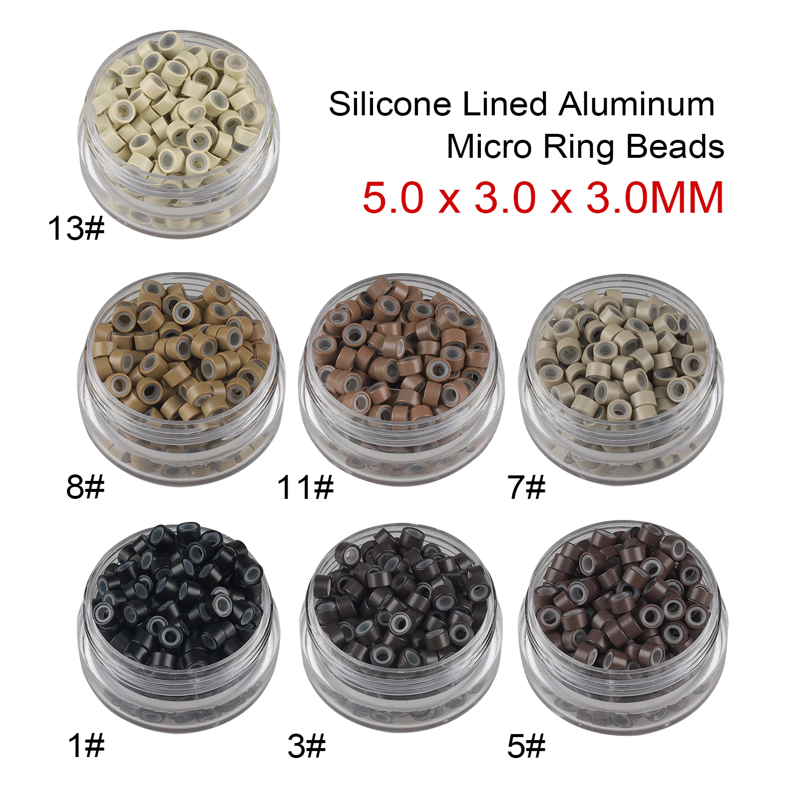 1000 Stuks 5Mm Siliconen Gevoerde Micro Ringen Schakels Kralen Voor Micro-Lus Extensions Veer I Tip Hair Extensions Micro Ring Kralen