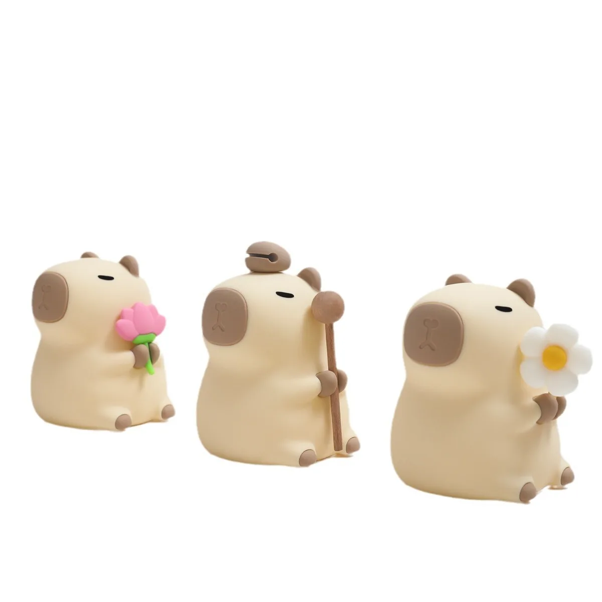 Voice-Activated Clap Lamp with Silicone Card Capybara-Shaped Wooden Fish Night Light for Kids Bedroom Touch Sensor LED Light