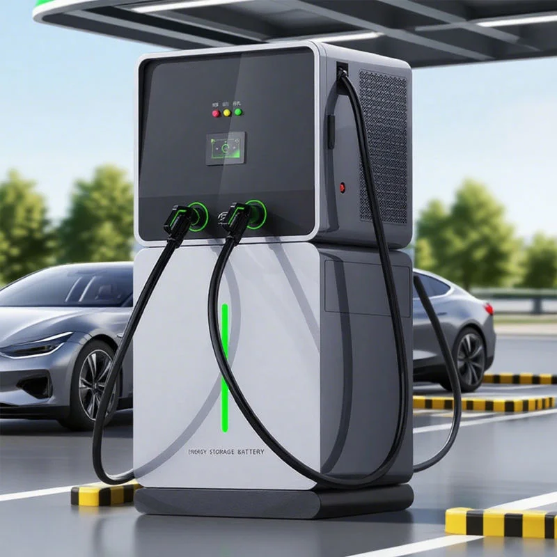Solar Powered EV Charger With 60KWH LiFePO4 Battery Storage 60KW DC GBT Charger Connector