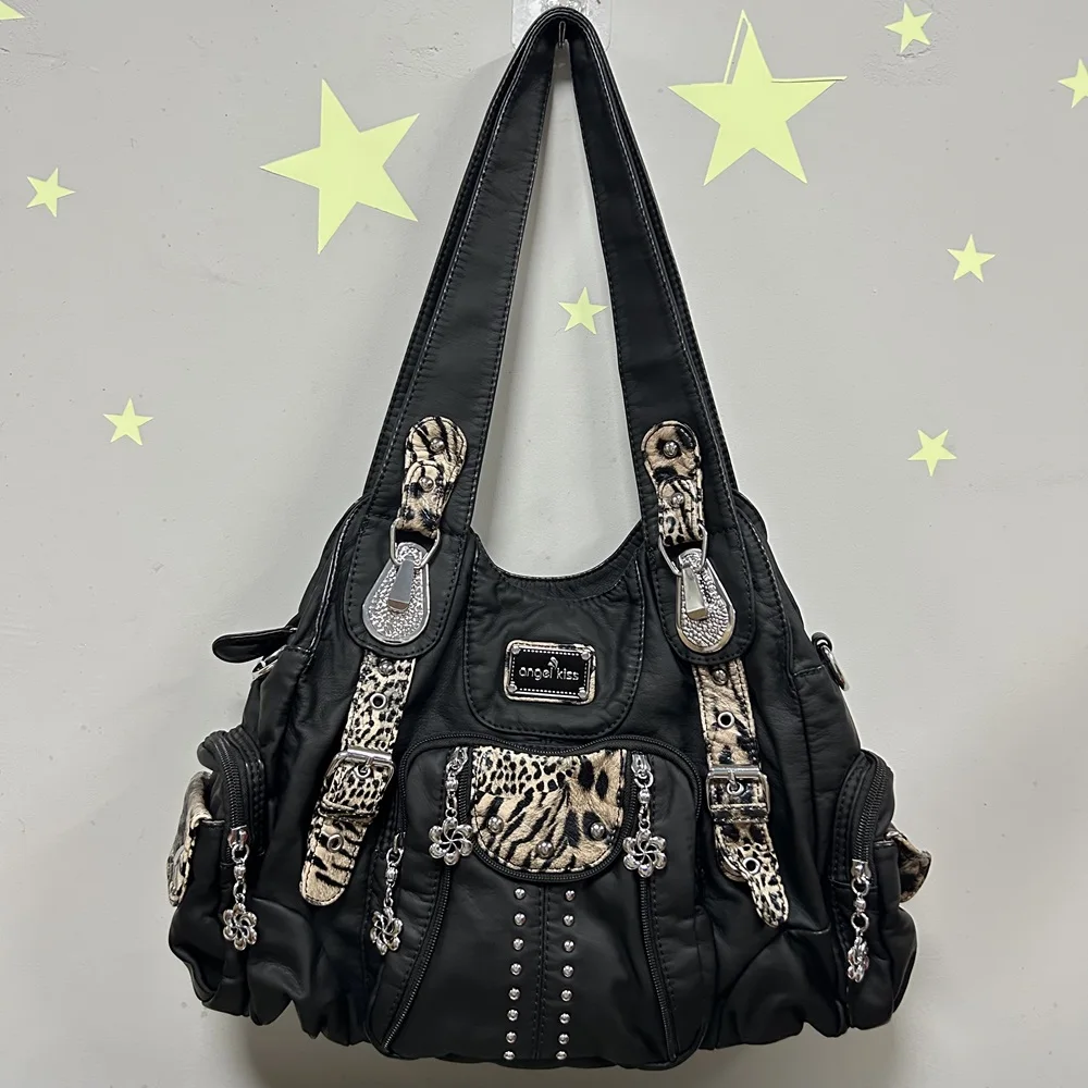 

Women Bag Angel kiss Large Handbags Satchel Top-handle PU Shoulder Bag Vintage Dumpling Pack Multi-pockets Shoulder Bags Purse