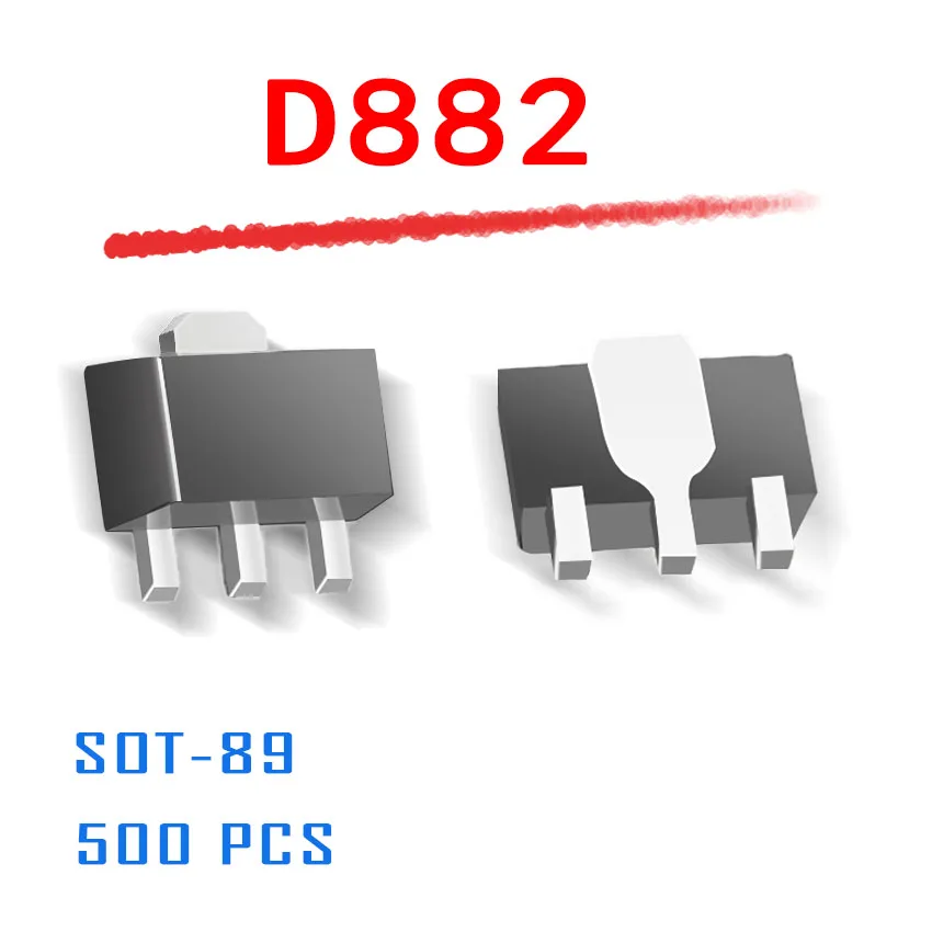 Power Supply D882 SOT-89  500pcs/lot 2SD882 sot89 npn 3A 30V  smd data inside