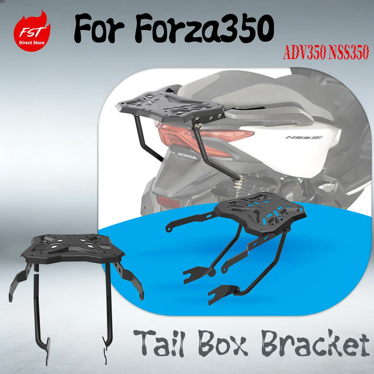 

For Honda ADV350 NSS350 2025 Aluminum Rear Rack Luggage Shelf Tail Box Bracket No Drilling Cargo Holder Motorcycle Modified Part