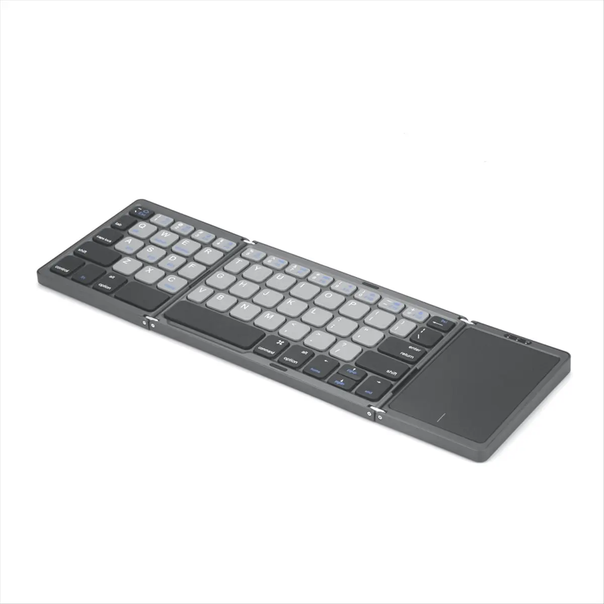 CH◆☆§Foldable Bluetooth Keyboard with Touchpad Mini Wireless Keyboard Storage Three Systems Universal Black&White~HOT SALE