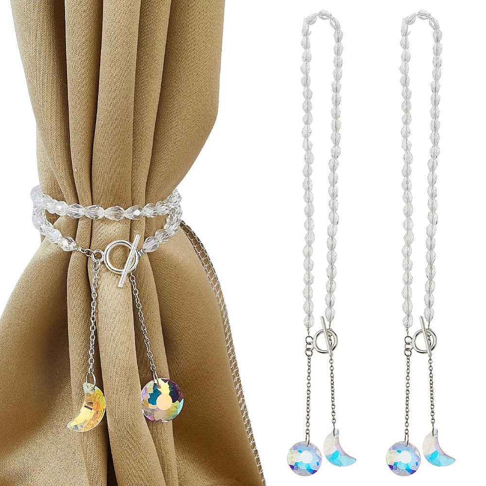 2PCS Claer Beaded Holdbacks 16.5