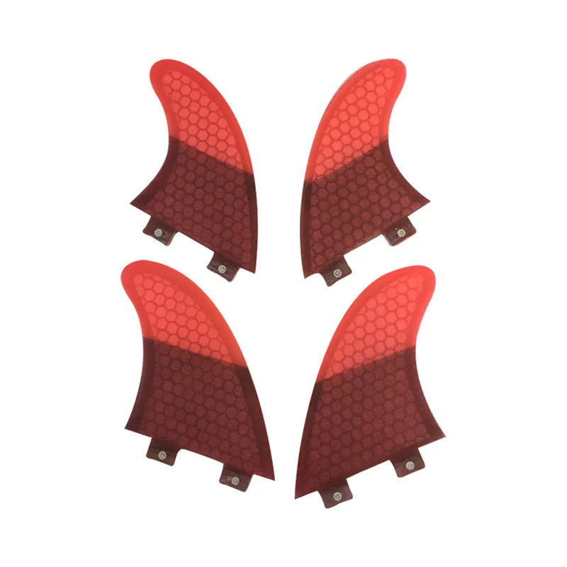 New Surfboard Fins 4PCS Set For UPSURF FCS UK2.1 Size Red Color Fiberglass Honeycomb Surf Accessories Quad Fin Set