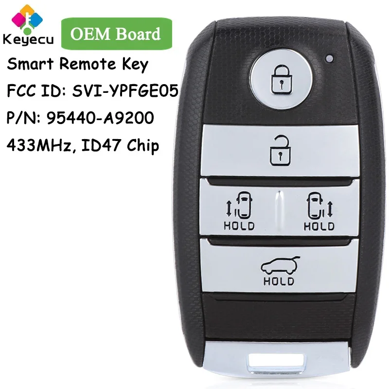 

KEYECU OEM Board Smart Remote Control Key With 5 Buttons 433MHz ID47 Chip for Kia Carnival 2016 2017 Fob SVI-YPFGE05 95440-A9200