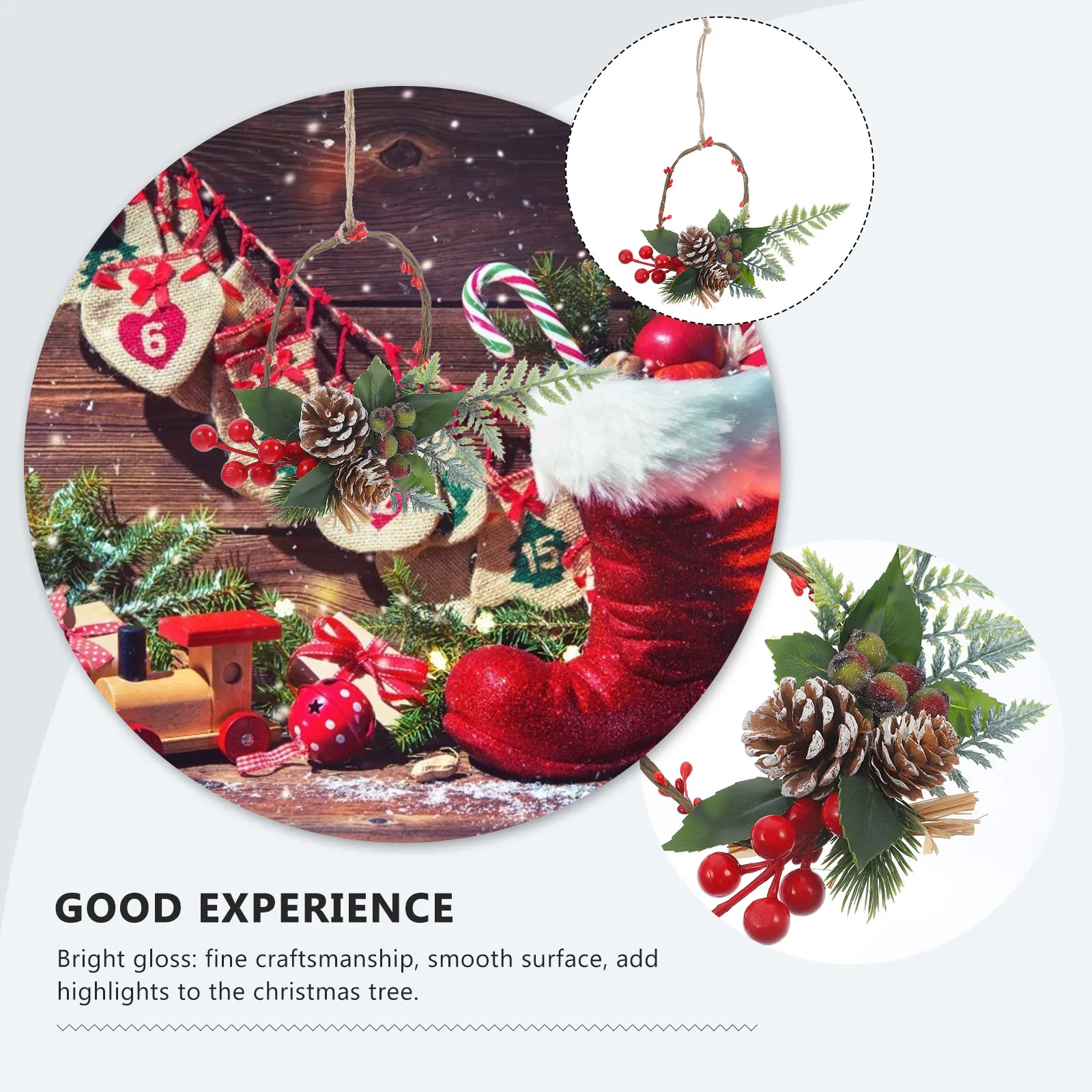 

Christmas Small Wreath Pendant Hanging Decoration Sturdy Ornament For Tree Wall Door Party Xmas Decor Supplies