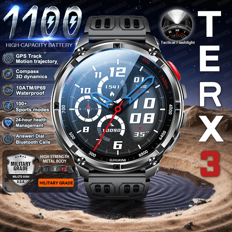 �y�Z�[�����zT-Rex 3 Pro 1100mAh �A�E�g�h�A�ϋv���X�}�[�g�E�H�b�` �����Y �~���^���[ 10ATM �h�� GPS ���v �R���p�X �����d�� �ʘb �X�|�[�c �X�}�[�g�E�H�b�`