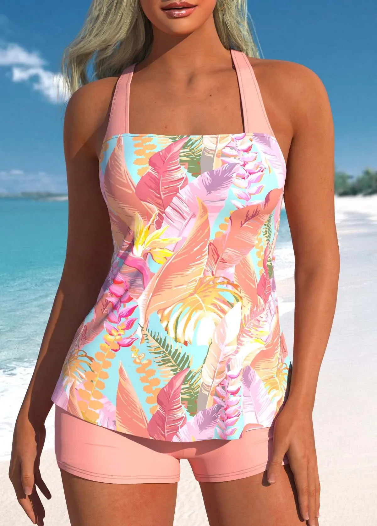 2023 New Summer Women\'s Regular Tankini Beach Set Monokini Swimwear Swimwear Two Piece Swimwear Fashion Print Tankin