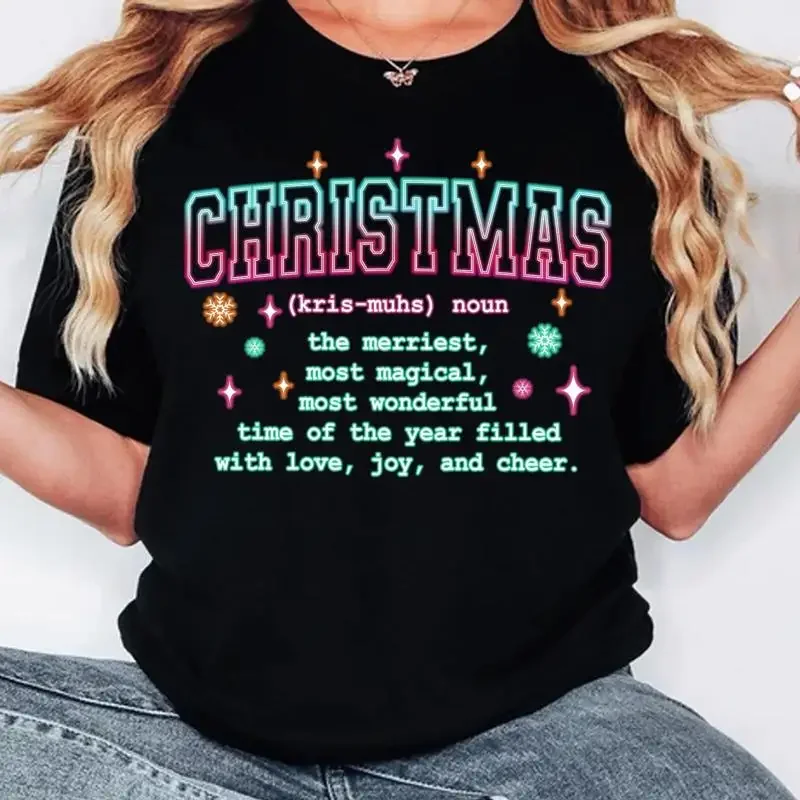 Neon Christmas Merry And Bright Coquette Bow T Shirt