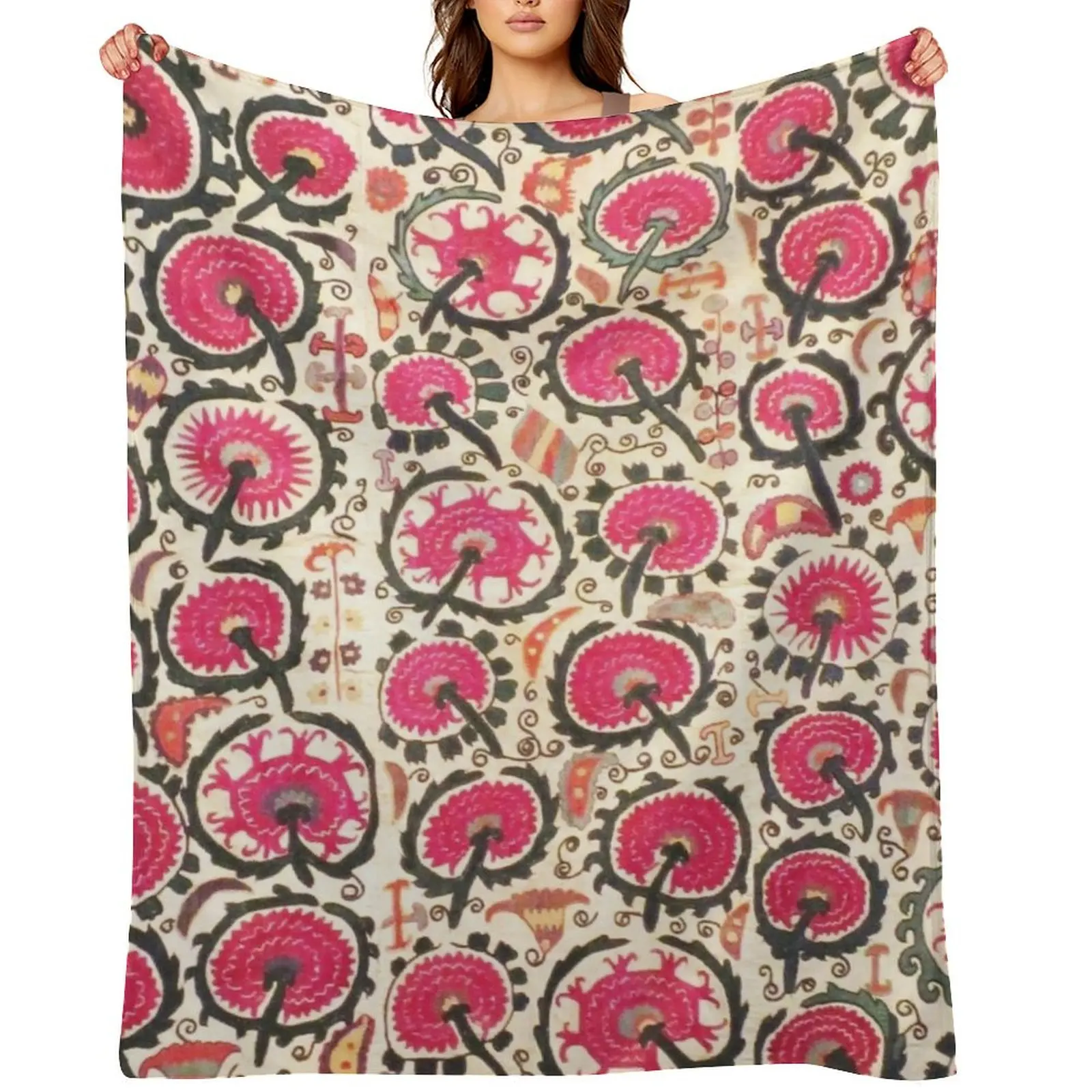 

Vintage Bohemian Suzani 24 Throw Blanket Single Plaid on the sofa Luxury Brand christmas decoration Blankets