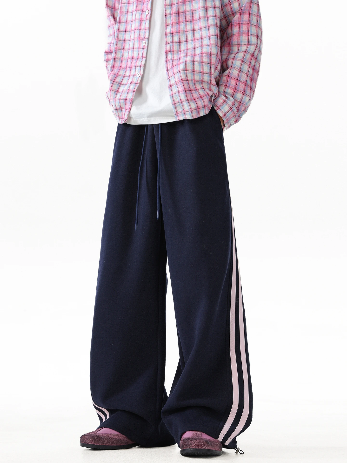 

Мужские спортивные брюки свободного кроя в американском стиле с боковыми полосками, универсальные повседневные брюки для молодых мужчин