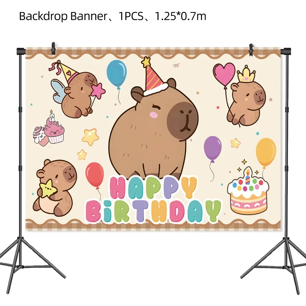 Nieuwe Leuke Capybara Verjaardagsfeestje Decoraties Kapibala Ballonnen Servies Set Papieren Borden Kopjes Banner voor Baby Douche Kids Geschenken