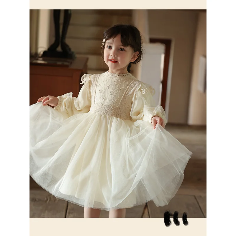 Girls Dress 2023 Temperament Lace 2023 Spring and Autumn New Princess Gauze Birthday Party Princess Sweet Casual Cute Dress