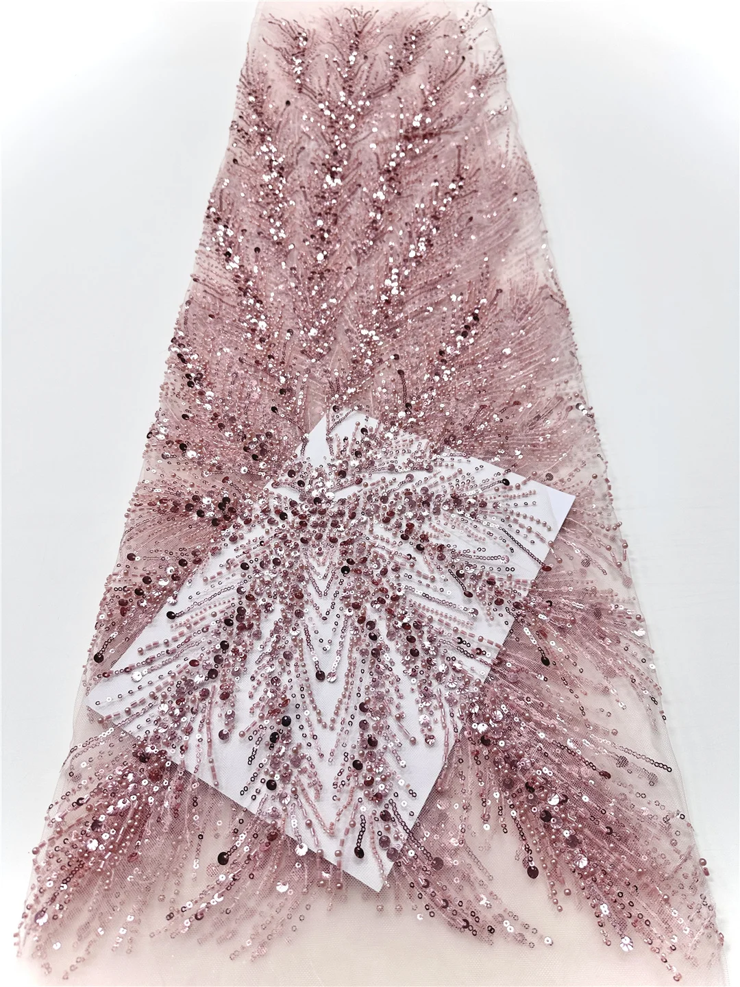 最新のナイジェリア製スパンコールレース生地、重厚な手刺繍ビーズレース生地、豪華なフランス刺繍ビーズレース生地、ウェディング用-SHIT