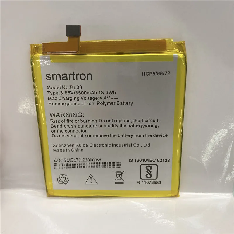 

YCOOLY for smartron BL03 battery 3500mAh In Stock Replacement + Tracking Number for smartron BL03 battery