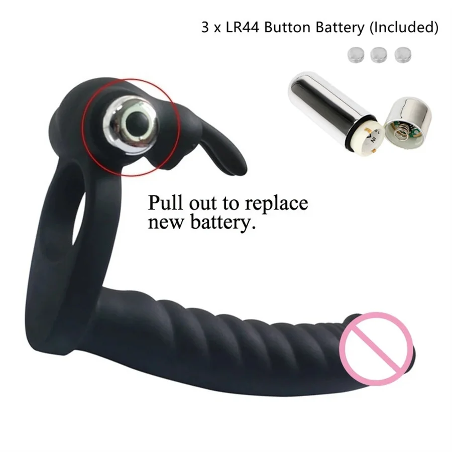 Double Penetration Vibrator Strapon Dildo Vibrator Silicone Penis Vibrating Ring Anal Beads Butt Plug Sex Toys For Couples