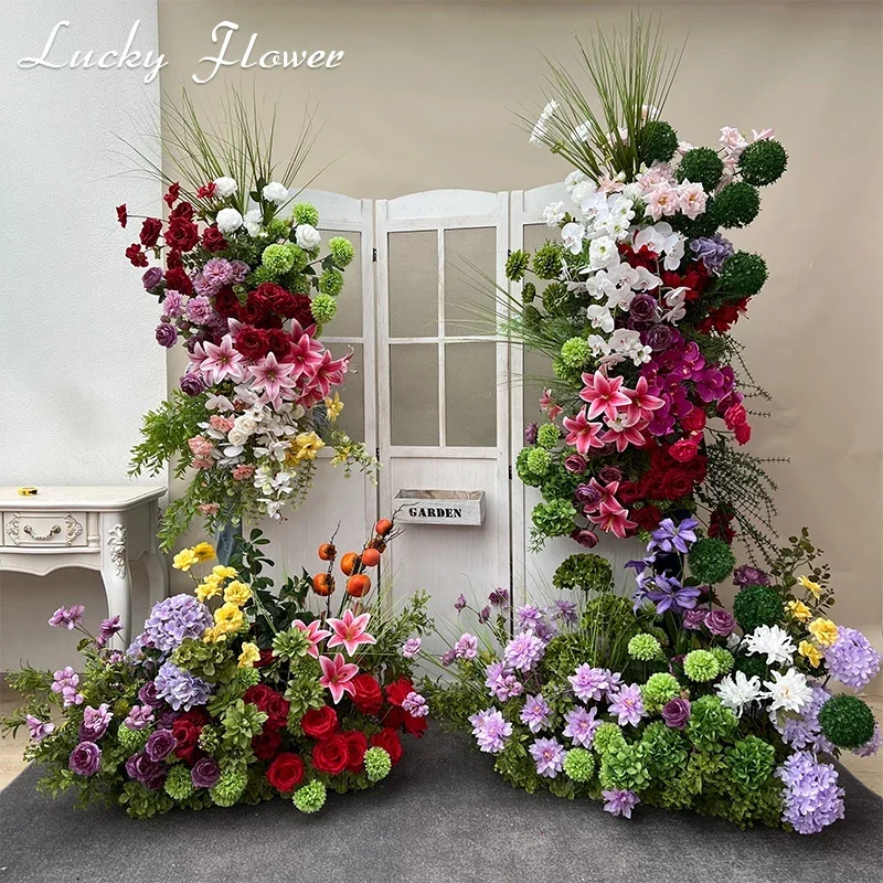 

Artificial Flowers Colorful Flower Row Wedding Decoration Floral Backdrop Arrangement Hanging Flower Row Road Leading Floor Row