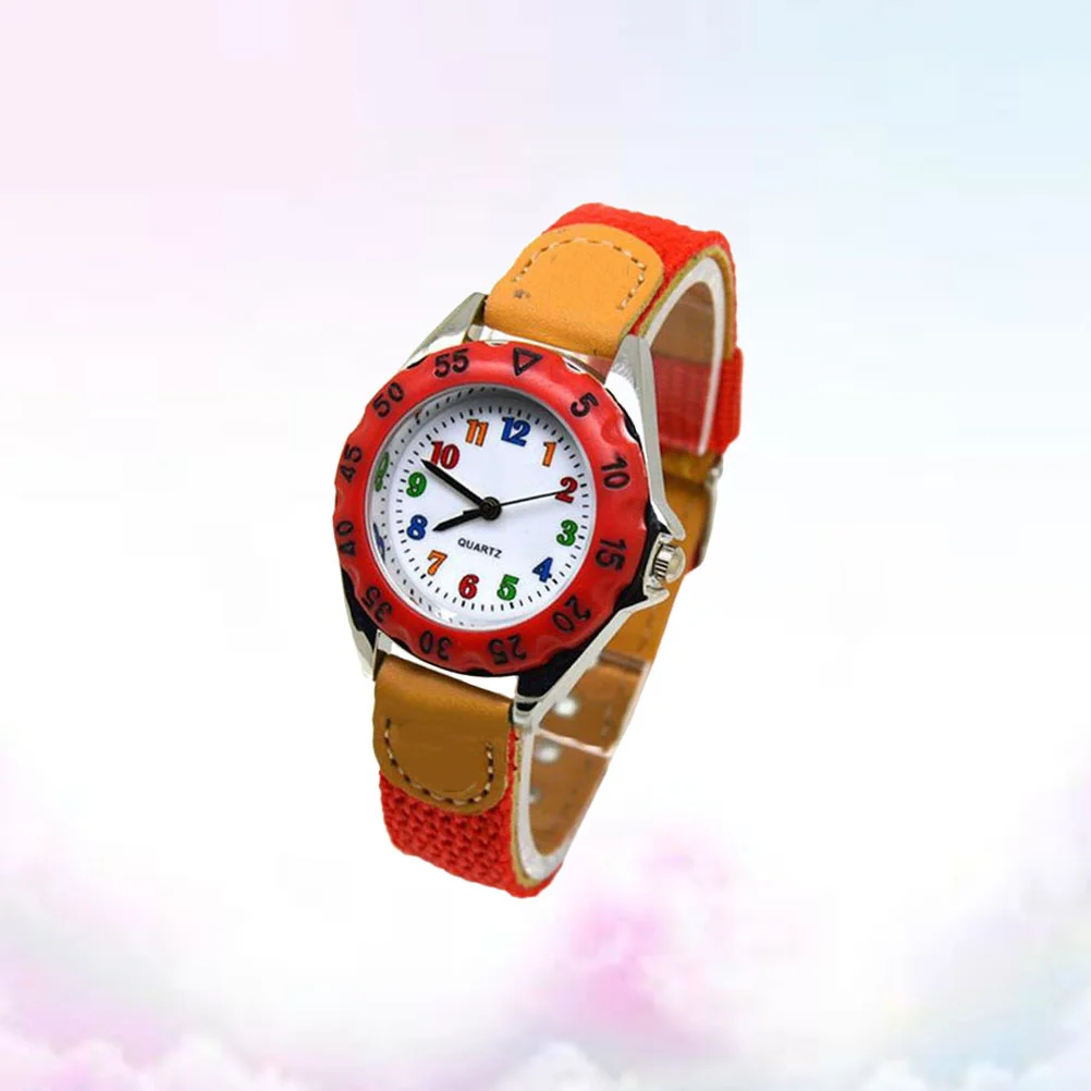 

Cartoon Students Watch Red Nylon Strap Unique Design Quartz Wristwatch Comfortable Birthday Gift Students Watch