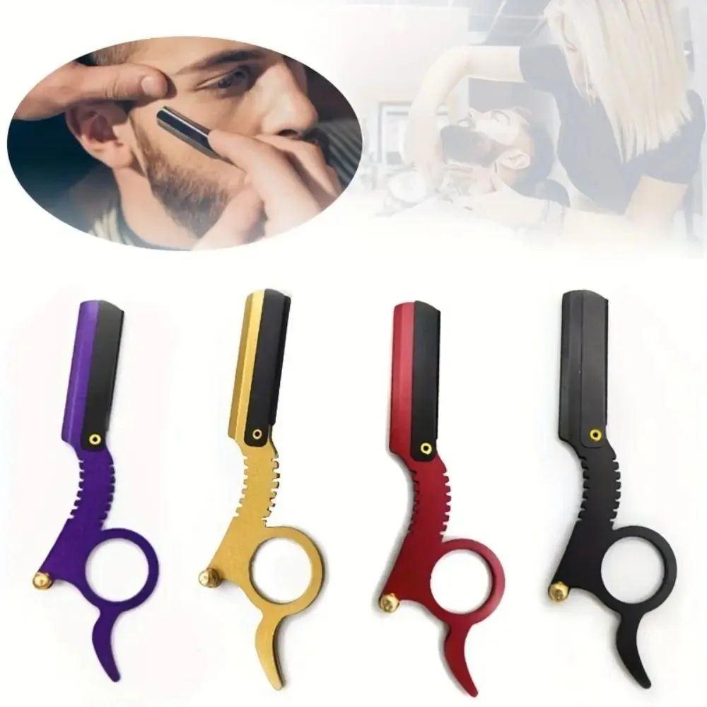 Premium Foldable Barber Straight Razor Replaceable Blade Shaving Tool for Beard Eyebrow Haircut Trimming Pro Hairdresser Tool
