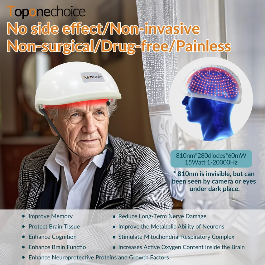 810nm PBM Brain Helmet Physiotherapy Near Infrared & Red Light Therapy Neurofeedback Helmet for Parkinson Depression Anxiety