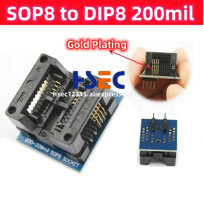 Top Quality SOP8 to DIP8 adapter 150mil/200-209mil socket  SOIC8 ic programmer test adapter for CH341A  RT809F/H T48 TL866