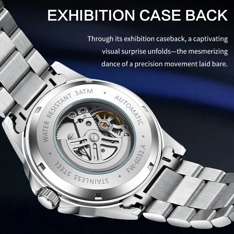 Mark Fairwhale 6032 Brand Automatic Mechanical Watch Hollow Tourbillon Luxury Automatic Night Light Watches for Man Reloj