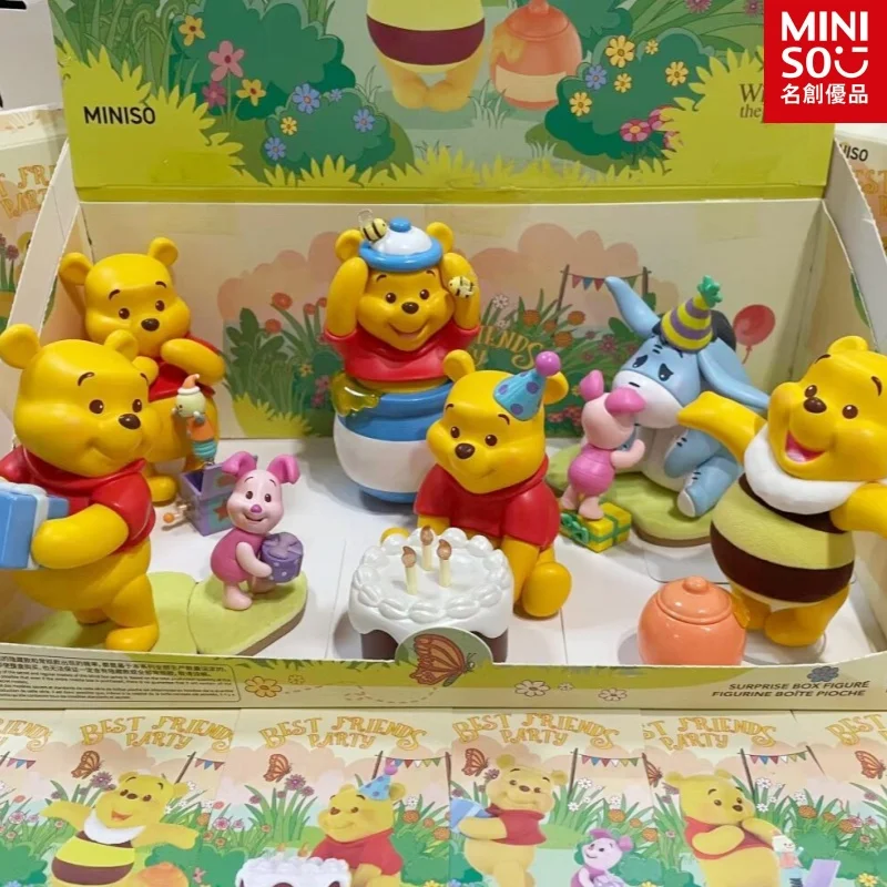 Genuine Miniso Disney Winnie The Pooh Best Friends Party Series Figure Tigger Eeyore Piglet  Figurine Model Toys Kawaii Gift