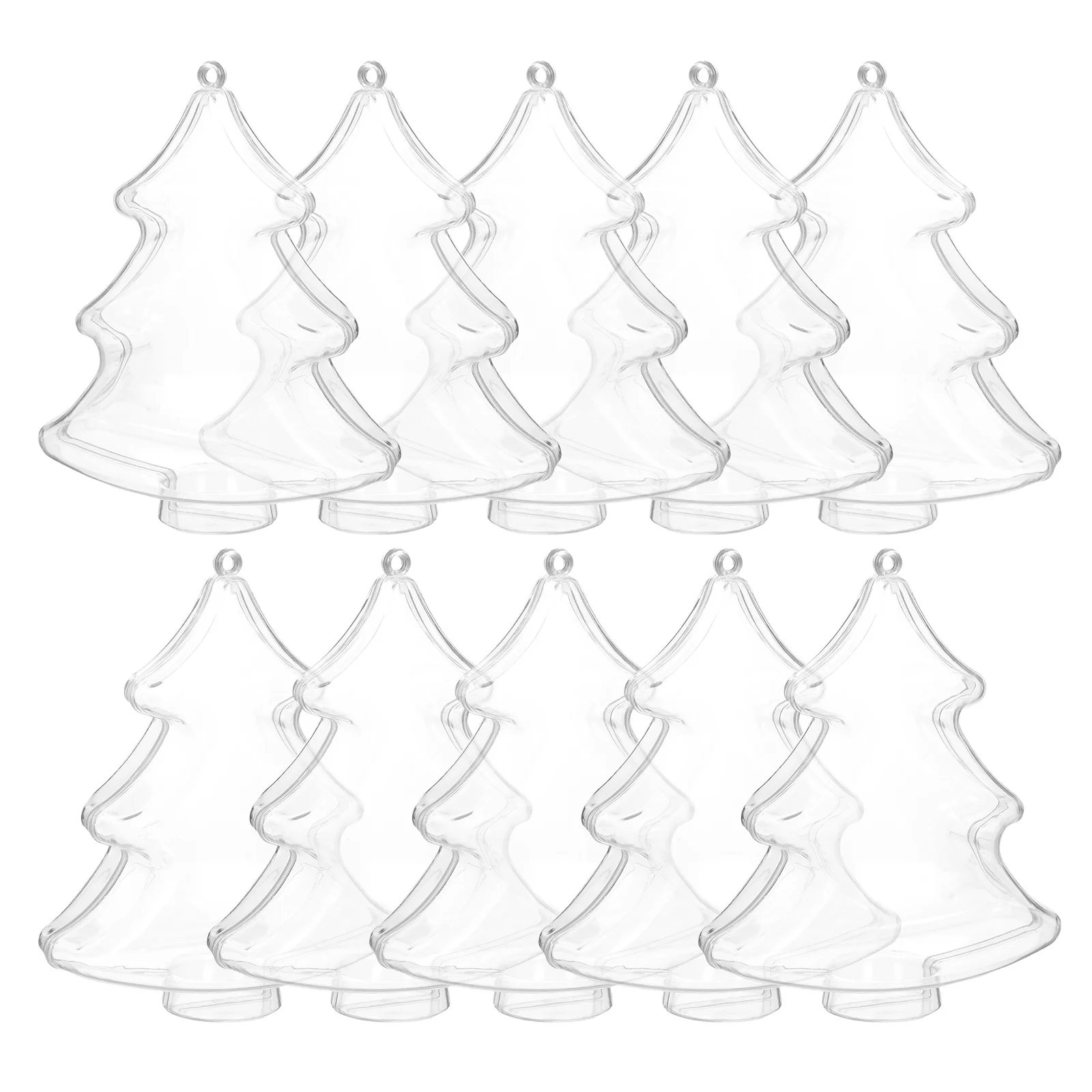 

10Pcs Clear Christmas Tree Balls Transparent Fillable Ornaments Plastic Hanging Decor for Holiday Party DIY Crafts